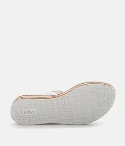 Gabor Stylish White Cork Wedge Sandals