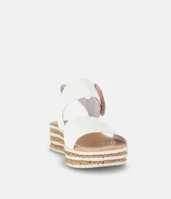 Gabor Stylish White Cork Wedge Sandals
