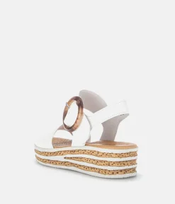 Gabor Stylish White Cork Wedge Sandals