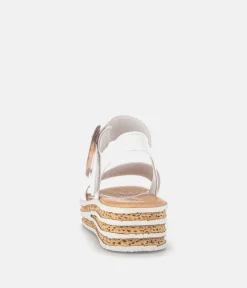 Gabor Stylish White Cork Wedge Sandals