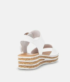 Gabor Stylish White Cork Wedge Sandals