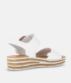 Gabor Stylish White Cork Wedge Sandals
