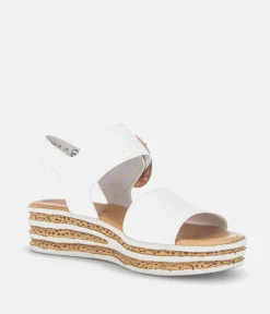 Gabor Stylish White Cork Wedge Sandals