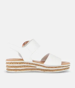 Gabor Stylish White Cork Wedge Sandals