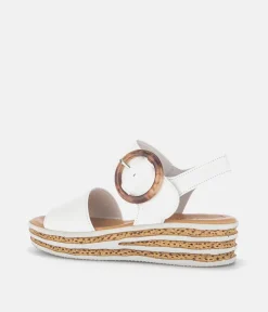 Gabor Stylish White Cork Wedge Sandals