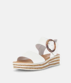 Gabor Stylish White Cork Wedge Sandals