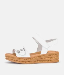 Gabor Stylish White Leather Wedge Sandals