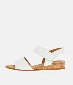 Gabor Stylish White Leather Wedge Sandals
