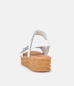 Gabor Stylish White Leather Wedge Sandals