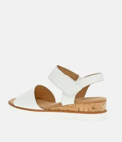 Gabor Stylish White Leather Wedge Sandals
