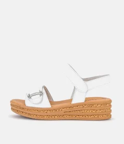 Gabor Stylish White Leather Wedge Sandals