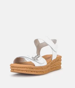 Gabor Stylish White Leather Wedge Sandals
