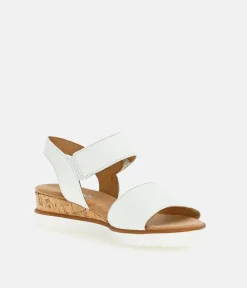 Gabor Stylish White Leather Wedge Sandals