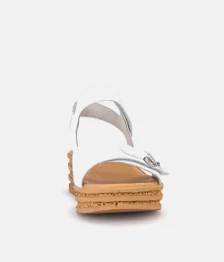Gabor Stylish White Leather Wedge Sandals