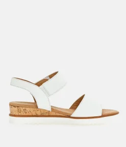 Gabor Stylish White Leather Wedge Sandals