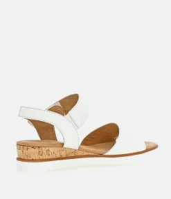 Gabor Stylish White Leather Wedge Sandals