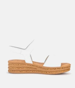 Gabor Stylish White Leather Wedge Sandals