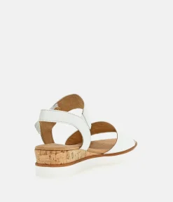 Gabor Stylish White Leather Wedge Sandals