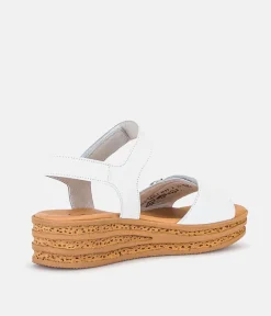 Gabor Stylish White Leather Wedge Sandals
