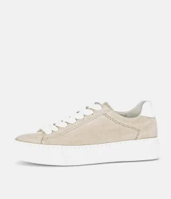 Gabor Trendy Beige Suede Platform Trainers