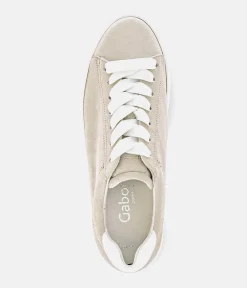 Gabor Trendy Beige Suede Platform Trainers