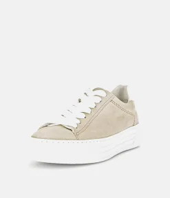 Gabor Trendy Beige Suede Platform Trainers
