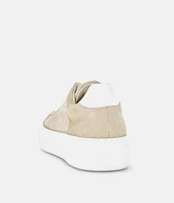Gabor Trendy Beige Suede Platform Trainers