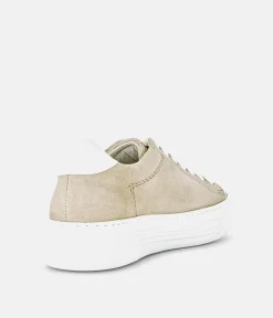 Gabor Trendy Beige Suede Platform Trainers