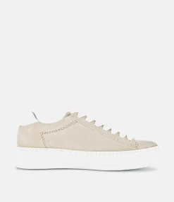 Gabor Trendy Beige Suede Platform Trainers