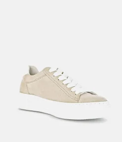 Gabor Trendy Beige Suede Platform Trainers