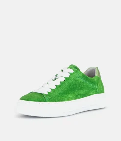 Gabor Trendy Green Suede Platform Trainers