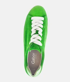 Gabor Trendy Green Suede Platform Trainers