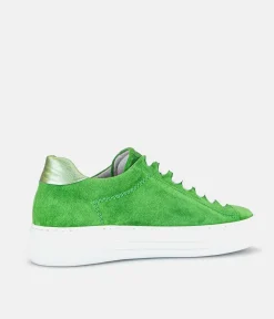 Gabor Trendy Green Suede Platform Trainers