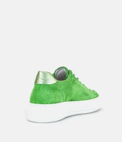 Gabor Trendy Green Suede Platform Trainers