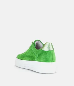 Gabor Trendy Green Suede Platform Trainers