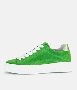 Gabor Trendy Green Suede Platform Trainers