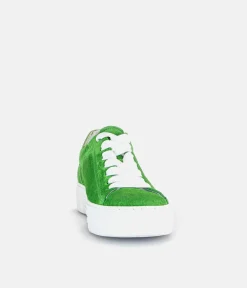Gabor Trendy Green Suede Platform Trainers
