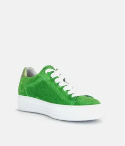 Gabor Trendy Green Suede Platform Trainers