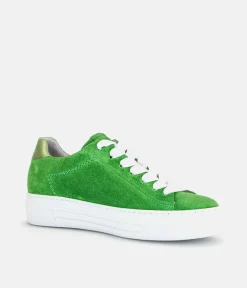 Gabor Trendy Green Suede Platform Trainers