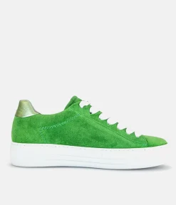 Gabor Trendy Green Suede Platform Trainers