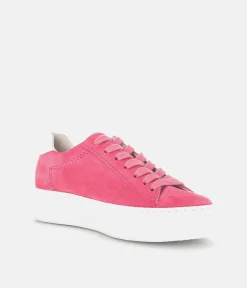 Gabor Trendy Pink Suede Platform Trainers