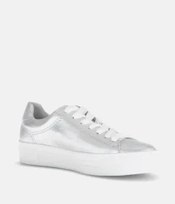 Gabor Trendy Silver Platform Trainers