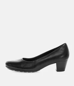 Gabor Versatile Black Leather Block Heel