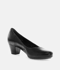 Gabor Versatile Black Leather Block Heel