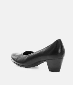 Gabor Versatile Black Leather Block Heel