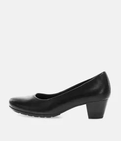Gabor Versatile Black Leather Block Heel