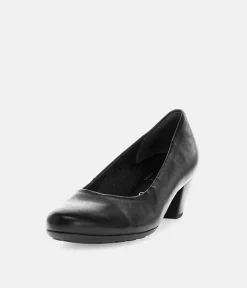 Gabor Versatile Black Leather Block Heel