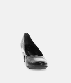 Gabor Versatile Black Leather Block Heel