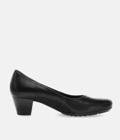 Gabor Versatile Black Leather Block Heel