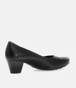 Gabor Versatile Black Leather Block Heel